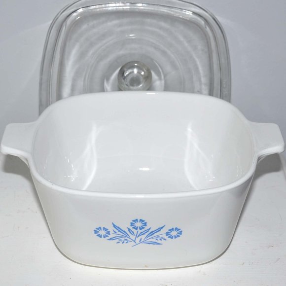 Vintage Corning Ware 1-3/4 Quart Casserole Dish & Pyrex Lid Cornflower Design - Picture 1 of 3